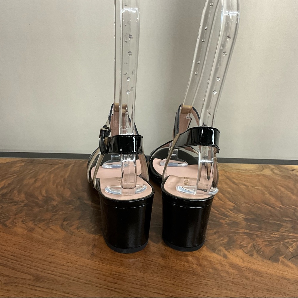 Marisa Rey Black, Tan, and White Patent Leather Sandal, New in Box - Picture 7 of 8